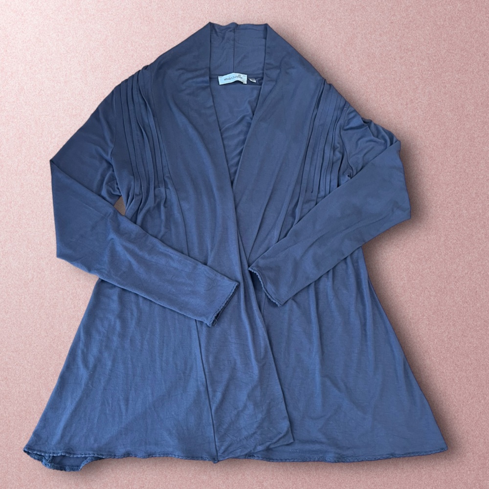 Pre-Owned Open Front Cardigan Women:Small size midi length Dark Grey Color